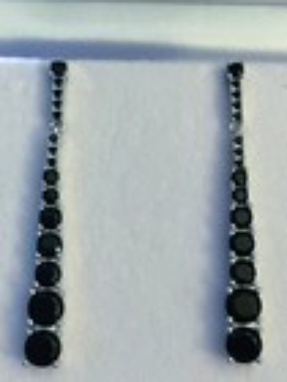 Black Spinel Drop Earring: Graduated Gemstones, 14kt White Gold/Silver